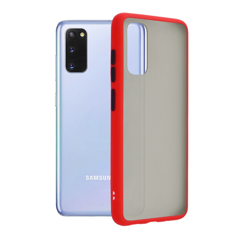 Husa Samsung Galaxy S20 Mobster Chroma Cu Butoane Si Margini Colorate - Rosu