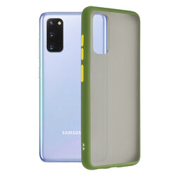 Husa Samsung Galaxy S20 Mobster Chroma Cu Butoane Si Margini Colorate - Verde Deschis