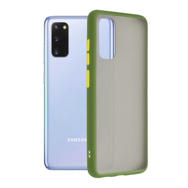 Husa Samsung Galaxy S20 Mobster Chroma Cu Butoane Si Margini Colorate - Verde Deschis