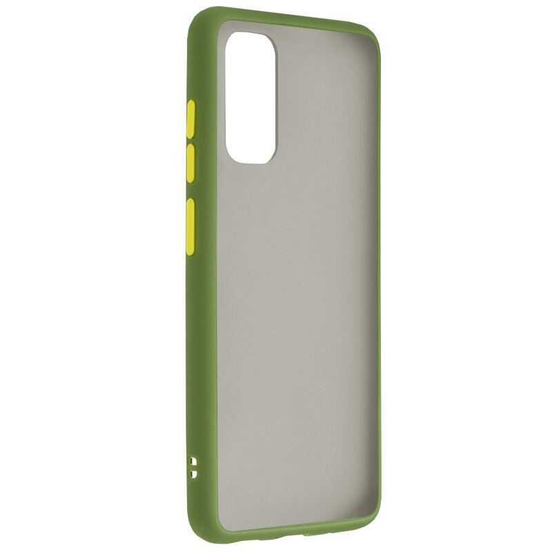Husa Samsung Galaxy S20 Mobster Chroma Cu Butoane Si Margini Colorate - Verde Deschis