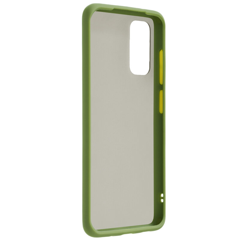 Husa Samsung Galaxy S20 Mobster Chroma Cu Butoane Si Margini Colorate - Verde Deschis