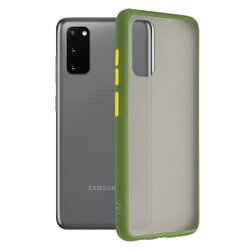 Husa Samsung Galaxy S20 5G Mobster Chroma Cu Butoane Si Margini Colorate - Verde Deschis
