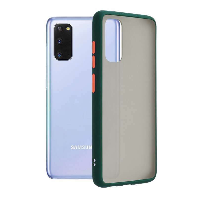Husa Samsung Galaxy S20 Mobster Chroma Cu Butoane Si Margini Colorate - Verde Inchis