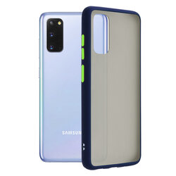 Husa Samsung Galaxy S20 Mobster Chroma Cu Butoane Si Margini Colorate - Albastru