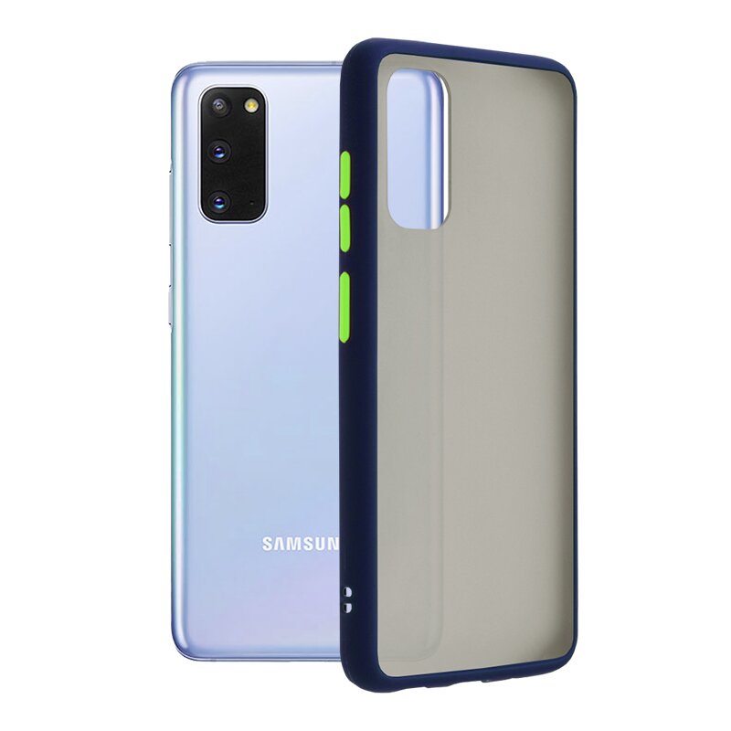 Husa Samsung Galaxy S20 Mobster Chroma Cu Butoane Si Margini Colorate - Albastru