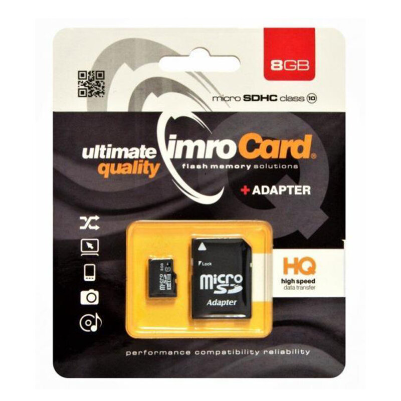 Card Memorie Imro Micro SDHC 8GB Class 10 + Adaptor SD Transfer Date Rapid - Negru