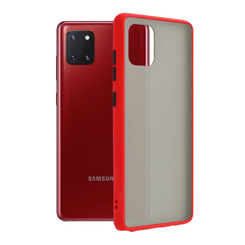 Husa Samsung Galaxy Note 10 Lite Mobster Chroma Cu Butoane Si Margini Colorate - Rosu