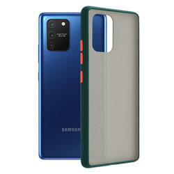 Husa Samsung Galaxy S10 Lite Mobster Chroma Cu Butoane Si Margini Colorate - Verde Inchis