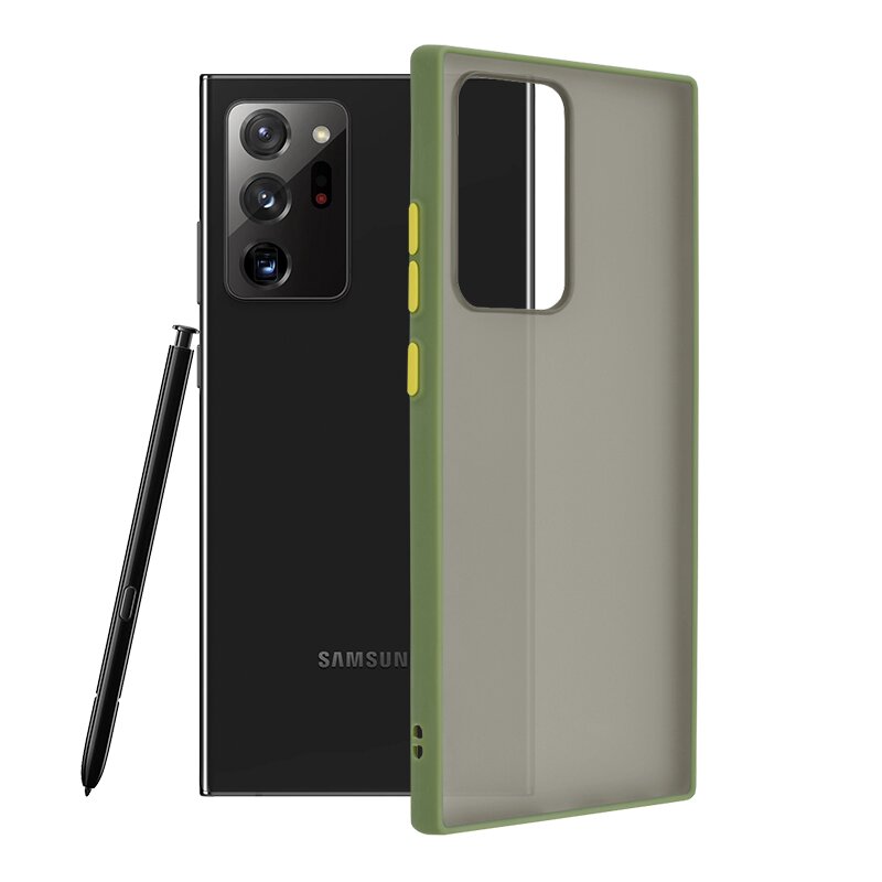 Husa Samsung Galaxy Note 20 Ultra 5G Mobster Chroma Cu Butoane Si Margini Colorate - Verde Deschis