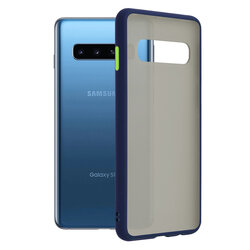 Husa Samsung Galaxy S10 Mobster Chroma Cu Butoane Si Margini Colorate - Albastru