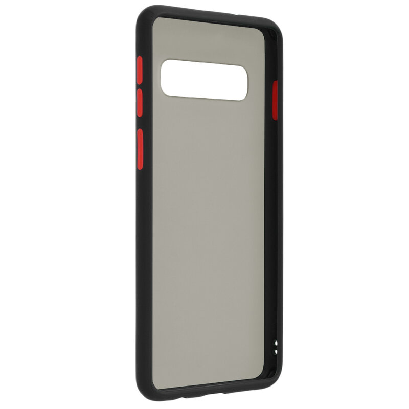 Husa Samsung Galaxy S10 Mobster Chroma Cu Butoane Si Margini Colorate - Negru