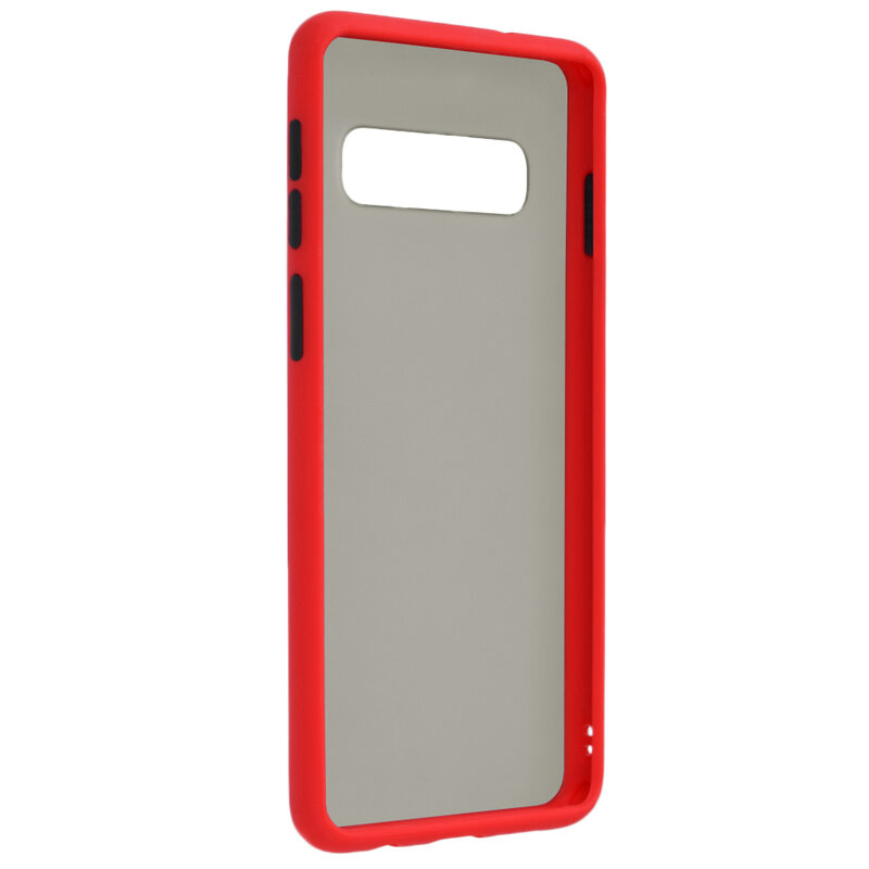 Husa Samsung Galaxy S10 Mobster Chroma Cu Butoane Si Margini Colorate - Rosu