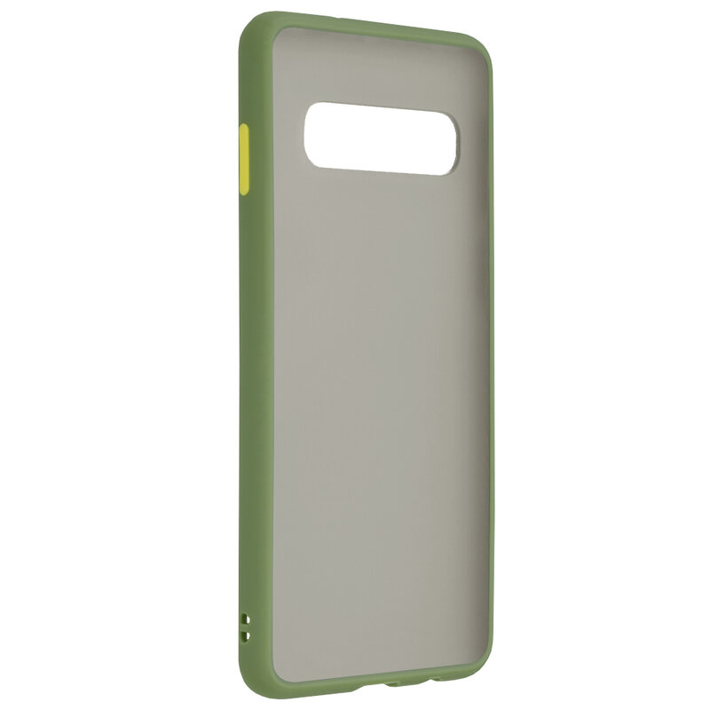 Husa Samsung Galaxy S10 Mobster Chroma Cu Butoane Si Margini Colorate - Verde Deschis