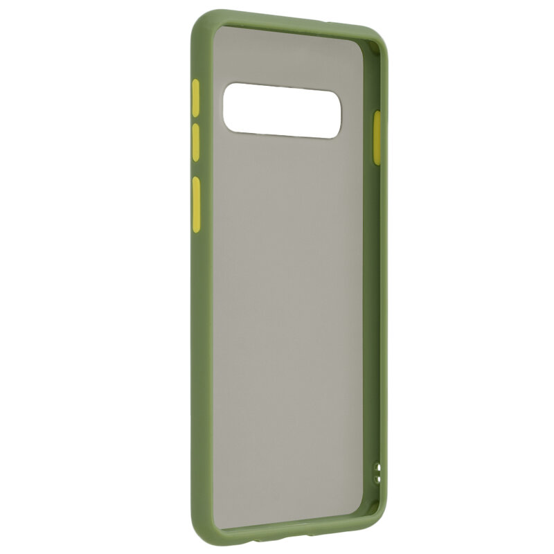 Husa Samsung Galaxy S10 Mobster Chroma Cu Butoane Si Margini Colorate - Verde Deschis