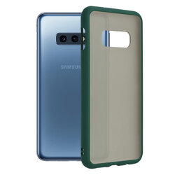Husa Samsung Galaxy S10e Mobster Chroma Cu Butoane Si Margini Colorate - Verde Inchis