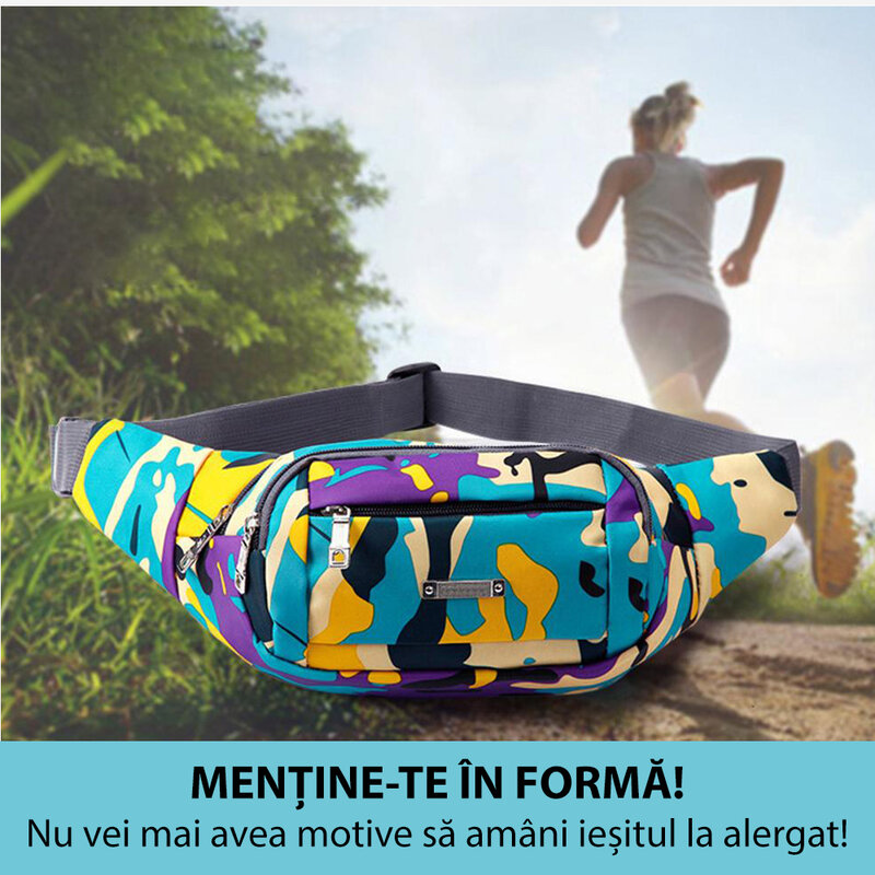 Borseta Sport Multifunctionala Army Camouflage Bag Cu 3 Buzunare - Purple