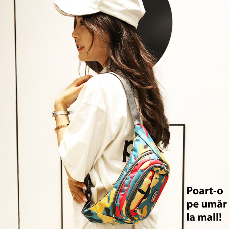 Borseta Sport Multifunctionala Army Camouflage Bag Cu 3 Buzunare - Purple