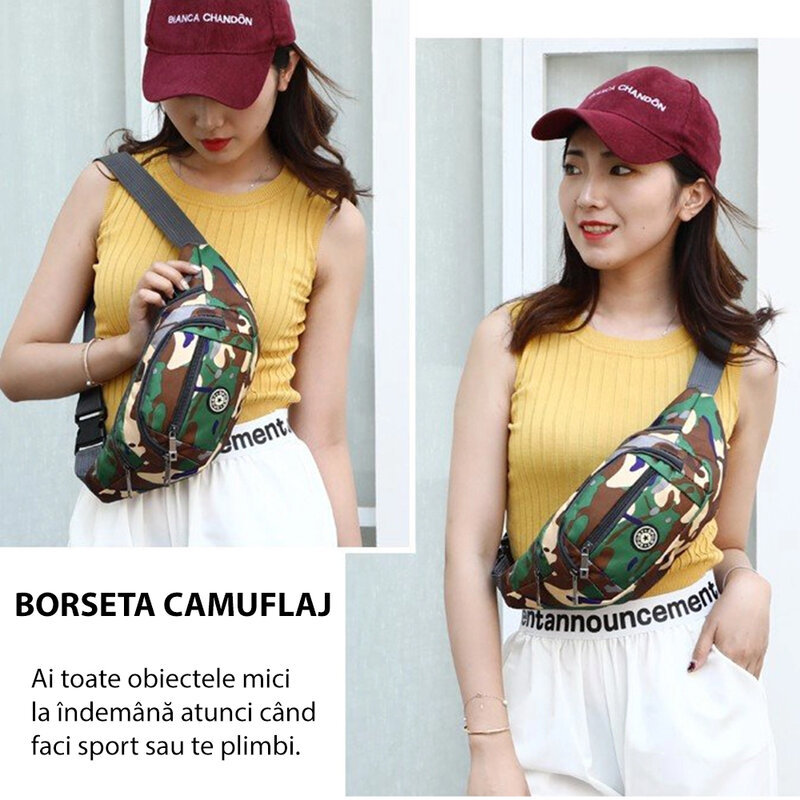 Borseta Sport Multifunctionala Army Camouflage Bag Cu 3 Buzunare - Brown