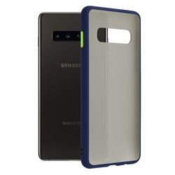 Husa Samsung Galaxy S10 Plus Mobster Chroma Cu Butoane Si Margini Colorate - Albastru