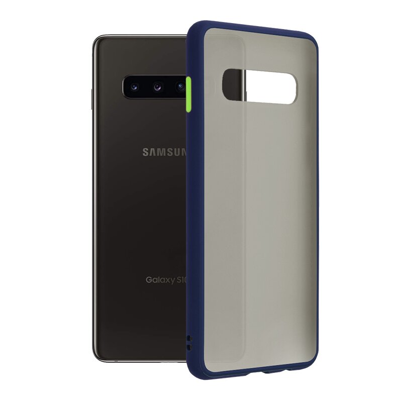 Husa Samsung Galaxy S10 Plus Mobster Chroma Cu Butoane Si Margini Colorate - Albastru
