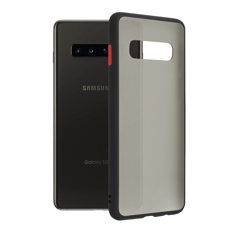 Husa Samsung Galaxy S10 Plus Mobster Chroma Cu Butoane Si Margini Colorate - Negru