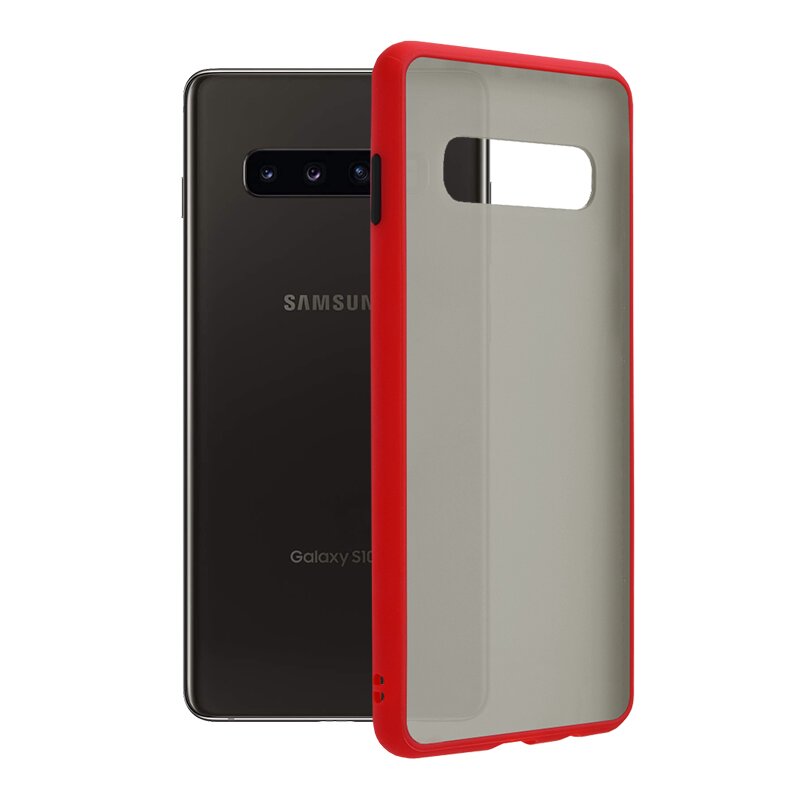 Husa Samsung Galaxy S10 Plus Mobster Chroma Cu Butoane Si Margini Colorate - Rosu