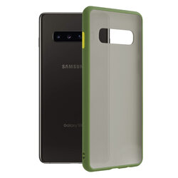 Husa Samsung Galaxy S10 Plus Mobster Chroma Cu Butoane Si Margini Colorate - Verde Deschis