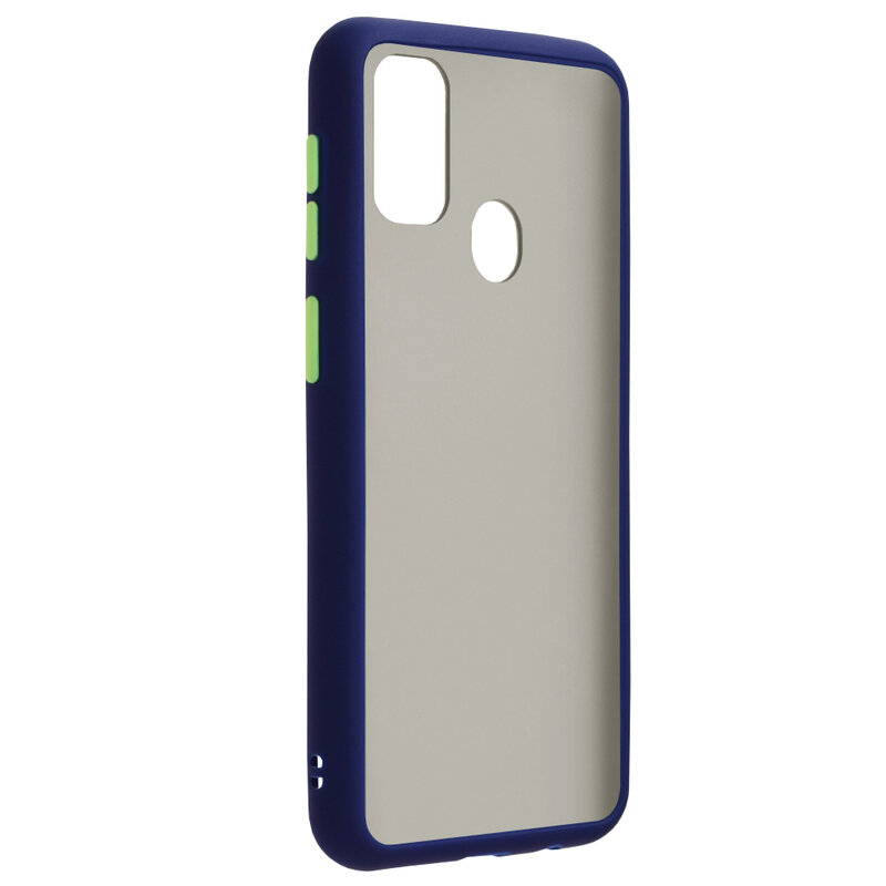 Husa Samsung Galaxy M30s Mobster Chroma Cu Butoane Si Margini Colorate - Albastru