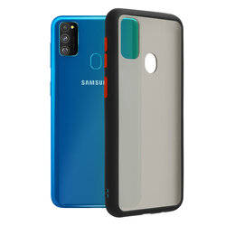 Husa Samsung Galaxy M30s Mobster Chroma Cu Butoane Si Margini Colorate - Negru