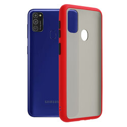 Husa Samsung Galaxy M21 Mobster Chroma Cu Butoane Si Margini Colorate - Rosu