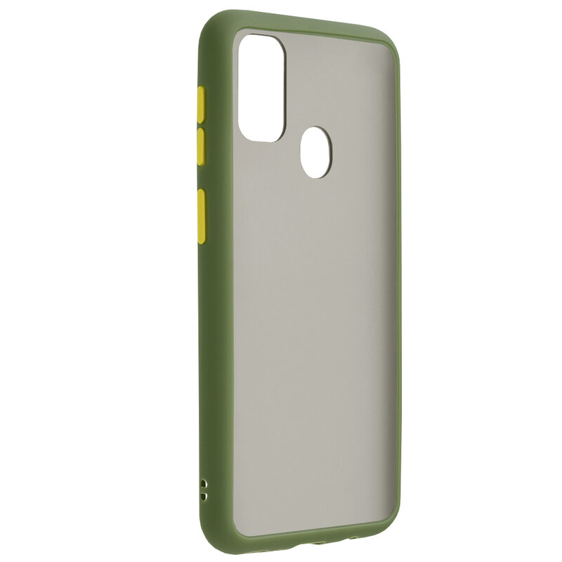 Husa Samsung Galaxy M30s Mobster Chroma Cu Butoane Si Margini Colorate - Verde Deschis