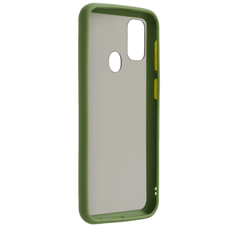 Husa Samsung Galaxy M30s Mobster Chroma Cu Butoane Si Margini Colorate - Verde Deschis