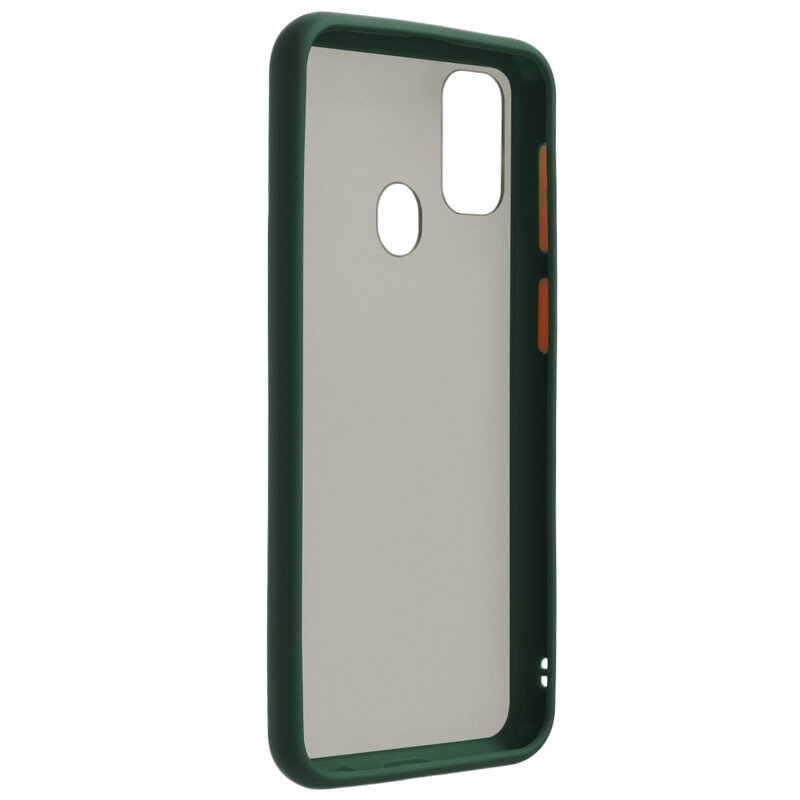 Husa Samsung Galaxy M30s Mobster Chroma Cu Butoane Si Margini Colorate - Verde Inchis
