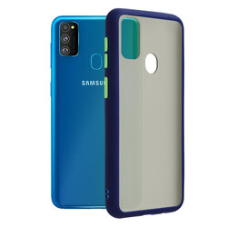 Husa Samsung Galaxy M30s Mobster Chroma Cu Butoane Si Margini Colorate - Albastru