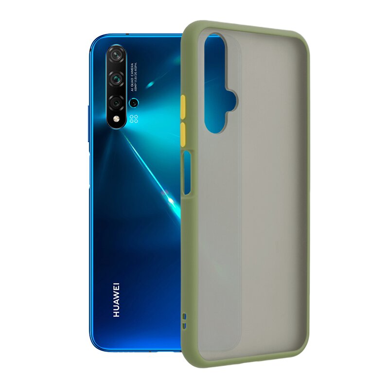 Husa Huawei Nova 5T Mobster Chroma Cu Butoane Si Margini Colorate - Verde Deschis
