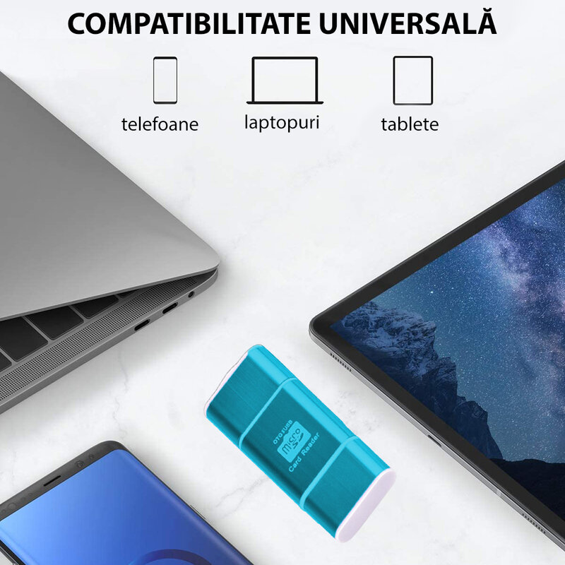 Card Reader OTG High-speed USB 2.0 + Micro-USB - CRM004 - Negru