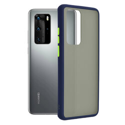 Husa Huawei P40 Pro Mobster Chroma Cu Butoane Si Margini Colorate - Albastru