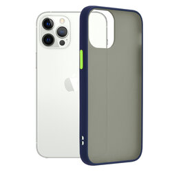Husa iPhone 12 Pro Mobster Chroma Cu Butoane Si Margini Colorate - Albastru