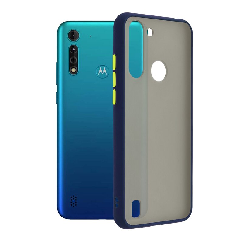 Husa Motorola Moto G8 Power Lite Mobster Chroma Cu Butoane Si Margini Colorate - Albastru