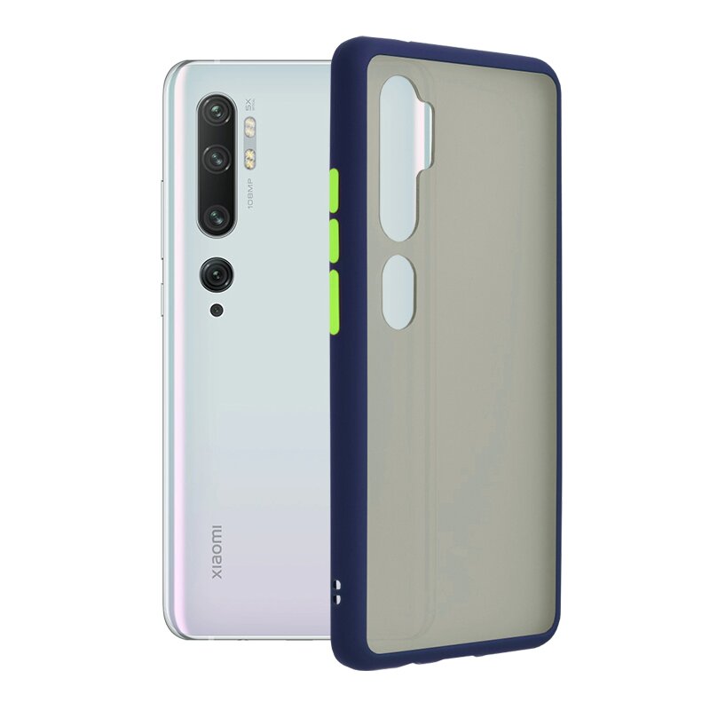 Husa Xiaomi Mi CC9 Pro Mobster Chroma Cu Butoane Si Margini Colorate - Albastru
