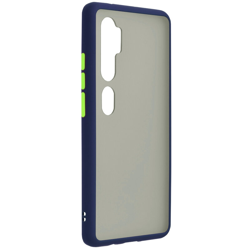 Husa Xiaomi Mi CC9 Pro Mobster Chroma Cu Butoane Si Margini Colorate - Albastru