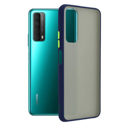 Husa Huawei P Smart 2021 Mobster Chroma Cu Butoane Si Margini Colorate - Albastru