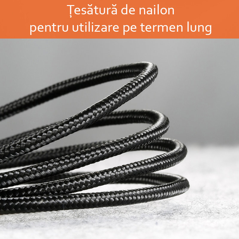 Cablu de date Micro-USB Baseus Cafule 0.5M Lungime Cu Invelis Textil - Rosu CAMKLF-A09