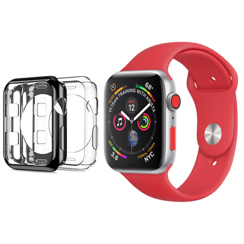 [Pachet 2x] Husa Apple Watch 5 40mm Dux Ducis Silicon - Negru si Transparent