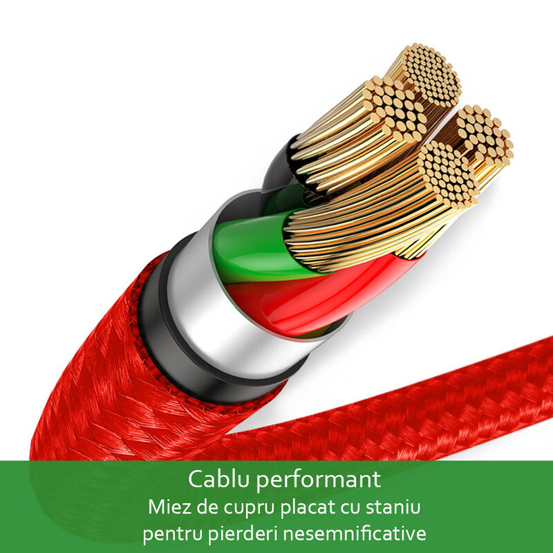 Cablu de date Baseus Halo 1M USB - USB Type-C 3.0A - Rosu CATGH-B09