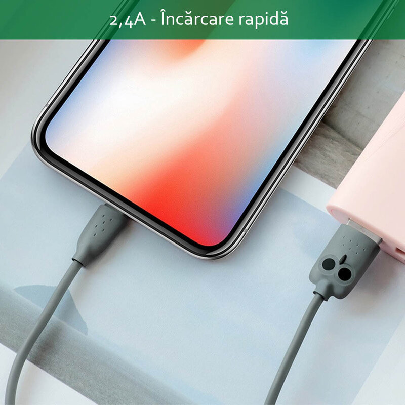 Cablu de date USB Type C Hoco OWL KX1 1M Lungime - Roz