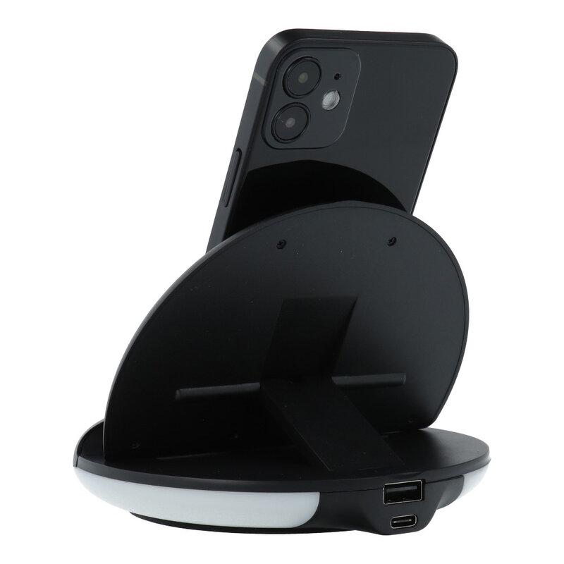 Incarcator wireless Mobster cu ceas desteptator, 15W, negru, L-AC-015