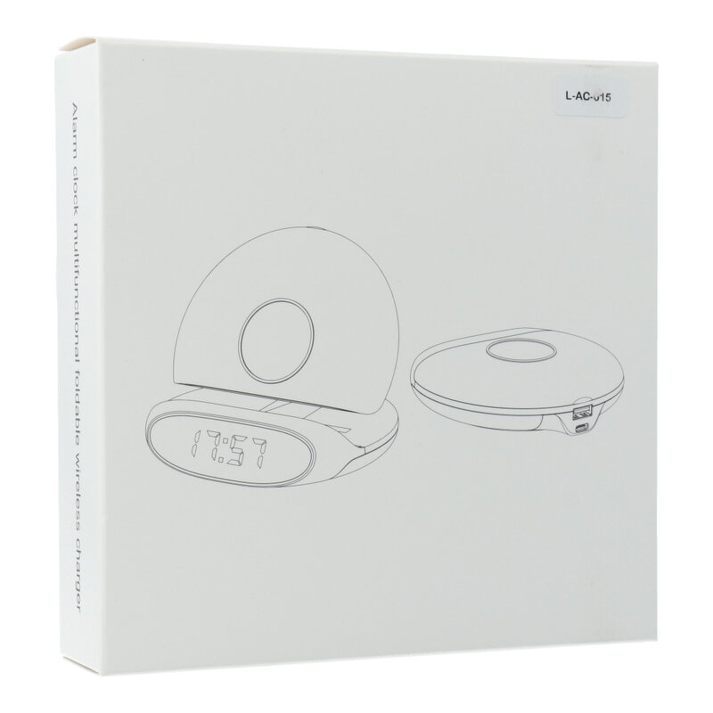 Incarcator wireless Mobster cu ceas desteptator, 15W, negru, L-AC-015