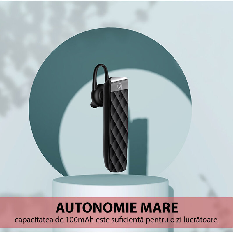 Casca wireless universala USAMS BT1 cu Bluetooth si microfon, negru