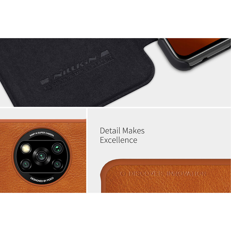 Husa Xiaomi Poco X3 Nillkin QIN Leather, maro